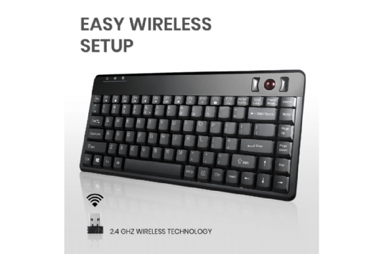 Compact Trackball Keyboard - Wireless Mini Trackball Keyboard